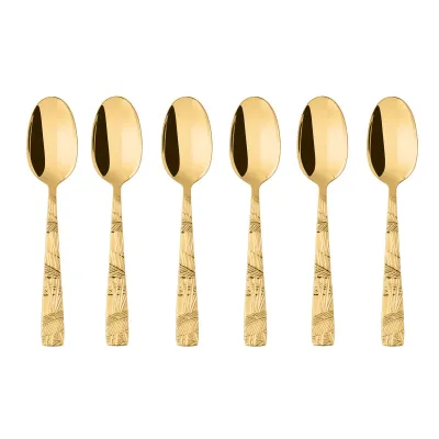 Jungle Mirror PVD Gold Espresso Spoon Set of 6