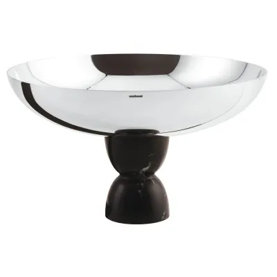 Madame Footed Cup 6 In 10 1/4 In H Silverplated/Black Marble Resin On 18/10 Stainless Steel