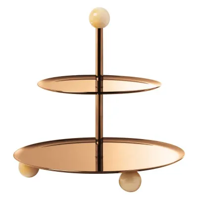 Penelope Pastry Stand 2 Tiers Round 8 5/8 Pvd Rum