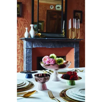 Madame Footed Stand 2 In 6 1/4 In H Stainless Steel/Blue Resin