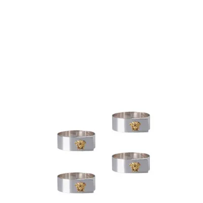Medusa Set Of 4 Napkin Rings Silver Gold