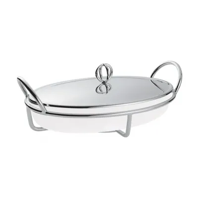 Latitude Oval Gratin Dish With Cover 15.75 x 10.25 in. Silver Plated