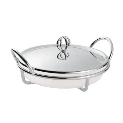Latitude Round Gratin Dish With Cover 12.375 x 10.625 in. Silver Plated