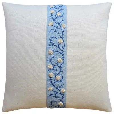 Ashoka Slubby Linen Ivory Ashoka Ivory and Blue Tape Pillow