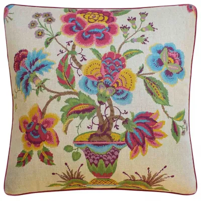 Ashford Linen Mulberry and Natural 22 x 22 in Pillow