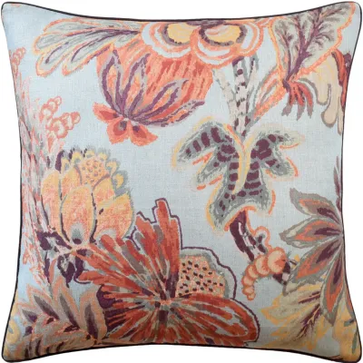 Floral Gala Blue Cinnamon 22 x 22 in Pillow