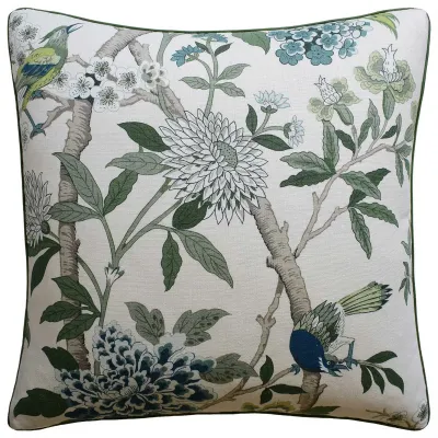 Hydrangea Bird Green 22 x 22 in Pillow