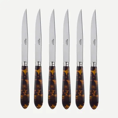 Tortoise Faux Tortoise Set Of 6 Steak Knives