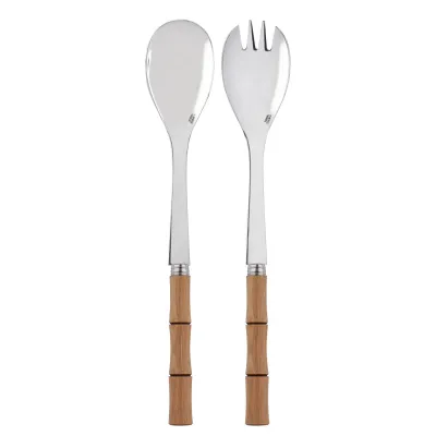 Bamboo Light Wood 2-Pc Salad Serving Set 10.25" (Fork, Spoon)