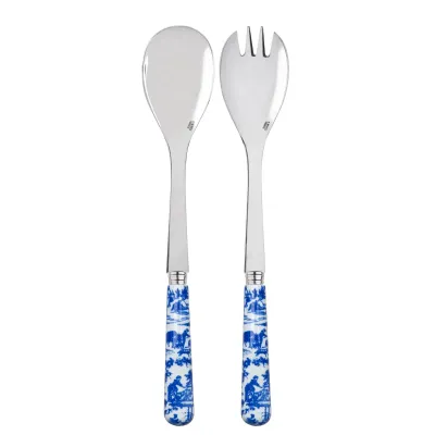 Toile De Jouy Blue 2-Pc Salad Serving Set 10.25" (Fork, Spoon)