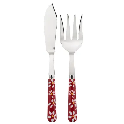 Daisy Red 2-Pc Fish Serving Set 11" (Knife, Fork)