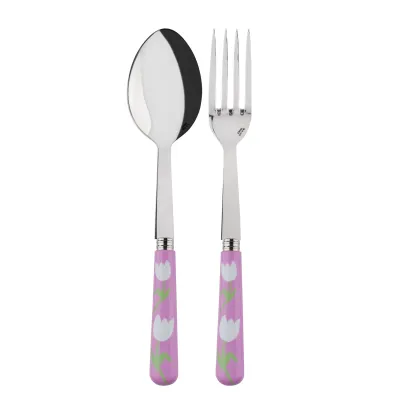 Tulip Pink 2-Pc Serving Set 10.25" (Fork, Spoon)