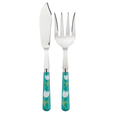 Tulip Turquoise 2-Pc Fish Serving Set 11" (Knife, Fork)