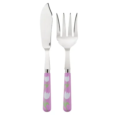 Tulip Pink 2-Pc Fish Serving Set 11" (Knife, Fork)