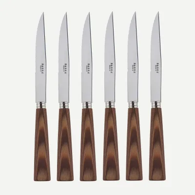 Nature Light Press Wood Set Of 6 Steak Knives