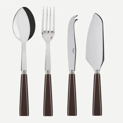 Icon Brown Set Of 4 Serving Pieces (Serving Spoon, Serving Fork, Cheese Knife Large, Pie/Tart Server)