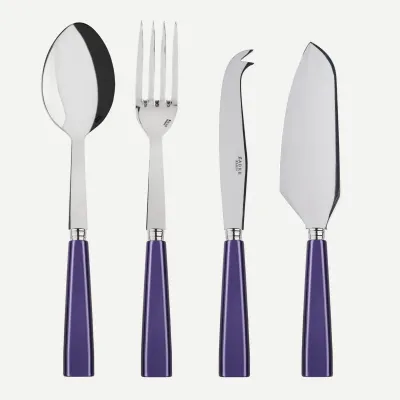 Icon Purple Set Of 4 Serving Pieces (Serving Spoon, Serving Fork, Cheese Knife Large, Pie/Tart Server)