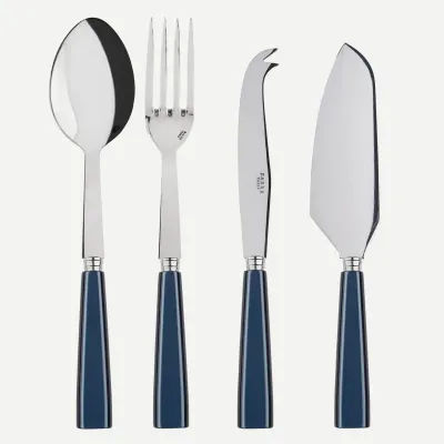 Icon Steel Blue Set Of 4 Serving Pieces (Serving Spoon, Serving Fork, Cheese Knife Large, Pie/Tart Server)