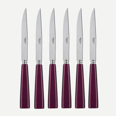 Icon Aubergine Set Of 6 Steak Knives