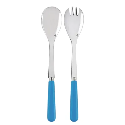 Basic Cerulean Blue 2-Pc Salad Serving Set 10.25" (Fork, Spoon)