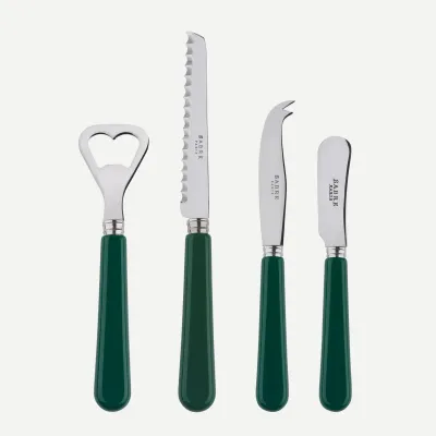 Basic Green Aperitif Set (Bottle Opener, Tomato Knife, Small Cheese Knife, Butter Spreader)