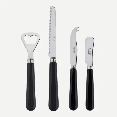 Basic Black Aperitif Set (Bottle Opener, Tomato Knife, Small Cheese Knife, Butter Spreader)