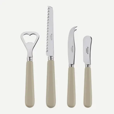 Basic Light Khaki Aperitif Set (Bottle Opener, Tomato Knife, Small Cheese Knife, Butter Spreader)