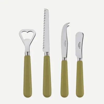 Basic Sage Green Aperitif Set (Bottle Opener, Tomato Knife, Small Cheese Knife, Butter Spreader)
