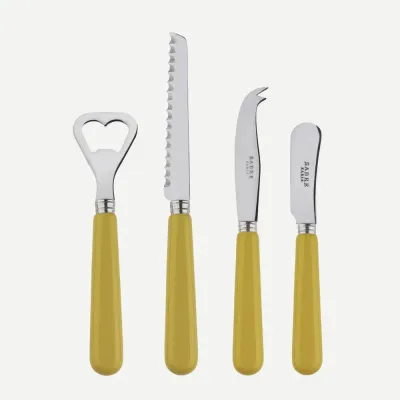 Basic Yellow Corn Aperitif Set (Bottle Opener, Tomato Knife, Small Cheese Knife, Butter Spreader)