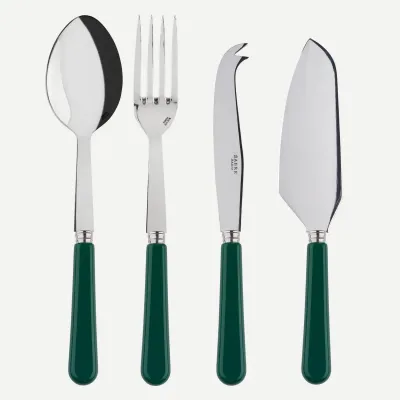 Basic Green Set Of 4 Serving Pieces (Serving Spoon, Serving Fork, Cheese Knife Large, Pie/Tart Server)
