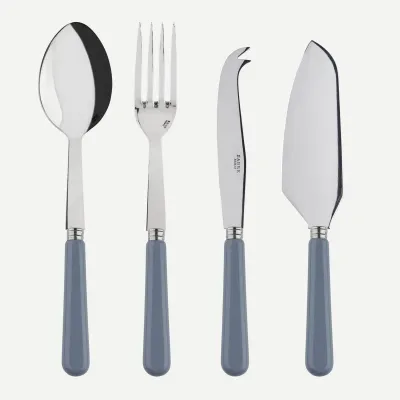 Basic Grey Set Of 4 Serving Pieces (Serving Spoon, Serving Fork, Cheese Knife Large, Pie/Tart Server)
