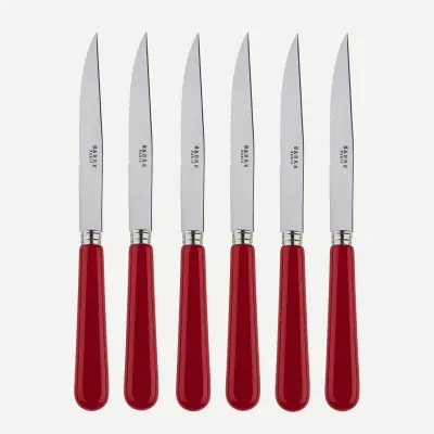 Pop Unis Burgundy Set Of 6 Steak Knives