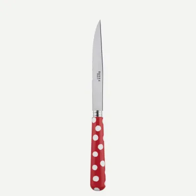 White Dots Red Steak Knife 9"