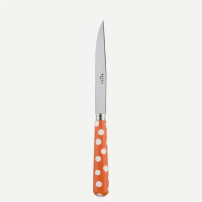 White Dots Orange Steak Knife 9"