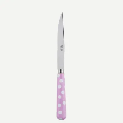 White Dots Pink Steak Knife 9"