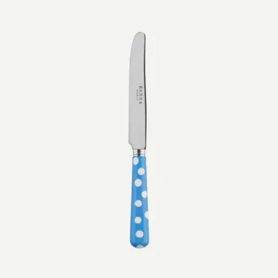 White Dots Light Blue Breakfast Knife 6.75"