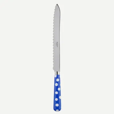 White Dots Lapis Blue Bread Knife 11"
