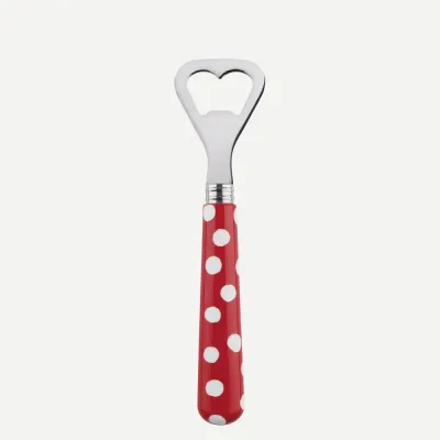White Dots Red Bottle Opener 6.25"