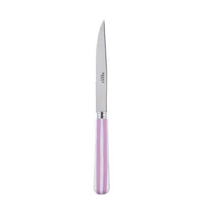 White Stripe Pink Steak Knife 9"