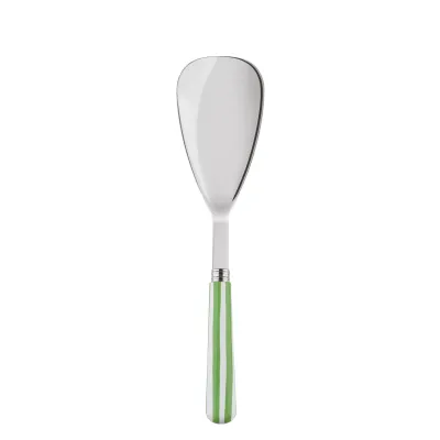 White Stripe Garden Green Rice Serving Spoon 10"