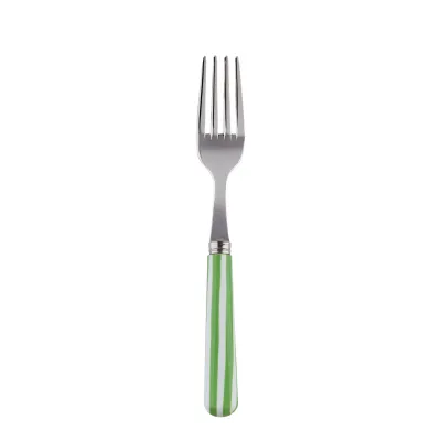 White Stripe Garden Green Cake Fork 6.5"