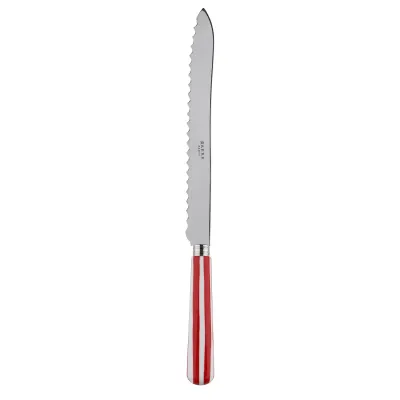 White Stripe Red Bread Knife 11"