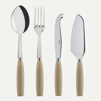 Djembe Faux Horn Set Of 4 Serving Pieces (Serving Spoon, Serving Fork, Cheese Knife Large, Tart Slicer)