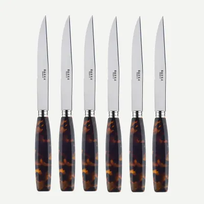 Djembe Faux Tortoise Set Of 6 Steak Knives