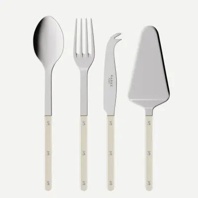 Bistrot Pearly Pearl Set Of 4 Serving Pieces (Serving Spoon, Serving Fork, Cheese Knife Large, Tart Slicer)