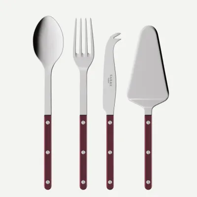 Bistrot Pearly Aubergine Set Of 4 Serving Pieces (Serving Spoon, Serving Fork, Cheese Knife Large, Tart Slicer)