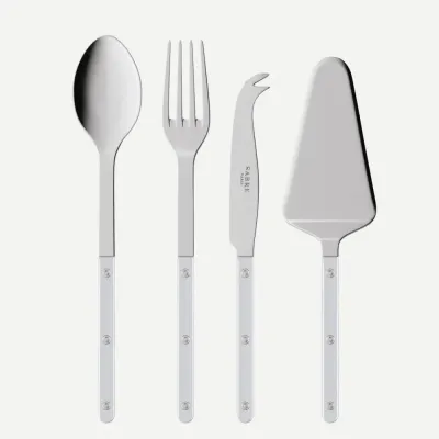 Bistrot Pearly White Set Of 4 Serving Pieces (Serving Spoon, Serving Fork, Cheese Knife Large, Tart Slicer)