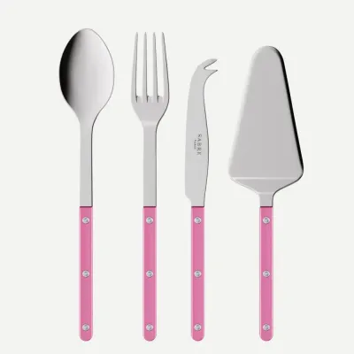 Bistrot Pearly Pink Set Of 4 Serving Pieces (Serving Spoon, Serving Fork, Cheese Knife Large, Tart Slicer)