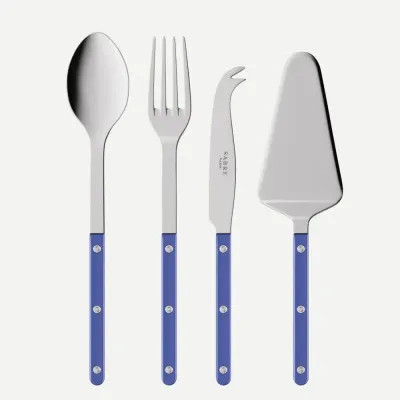 Bistrot Pearly Lapis Blue Set Of 4 Serving Pieces (Serving Spoon, Serving Fork, Cheese Knife Large, Tart Slicer)