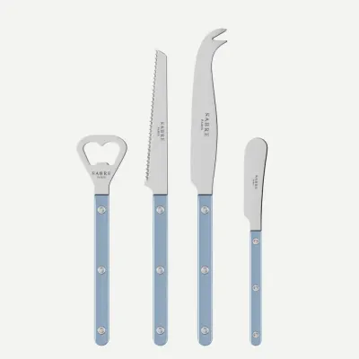 Bistrot Pearly Light Blue Bistrot Aperitif Set (Bottle Opener, Tomato Knife, Cheese Knife Large, Butter Spreader)